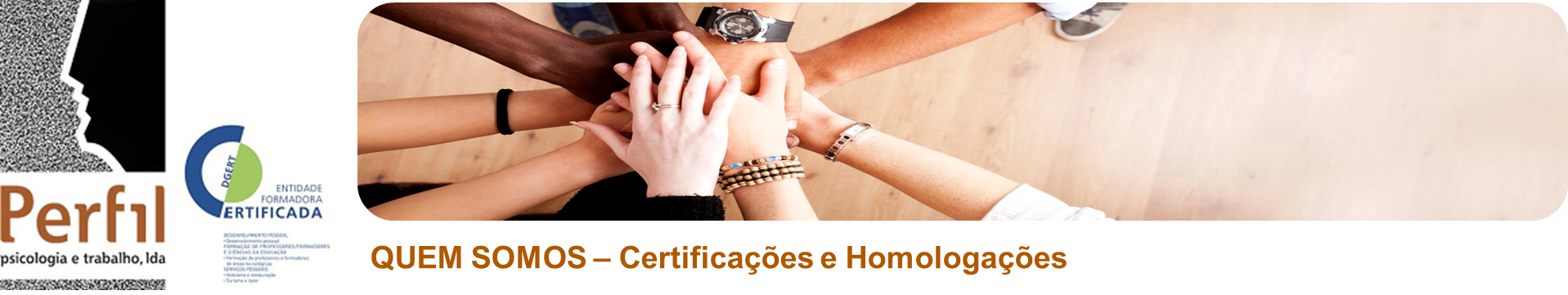 Cabeçalho com logótipo da PERFIL - Psicologia e Trabalho, Lda. e respectiva certificação DGERT, 
e a imagem de conchas e búzios